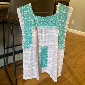 Women’s size Small, J. Marie embroidered top- blue and purple